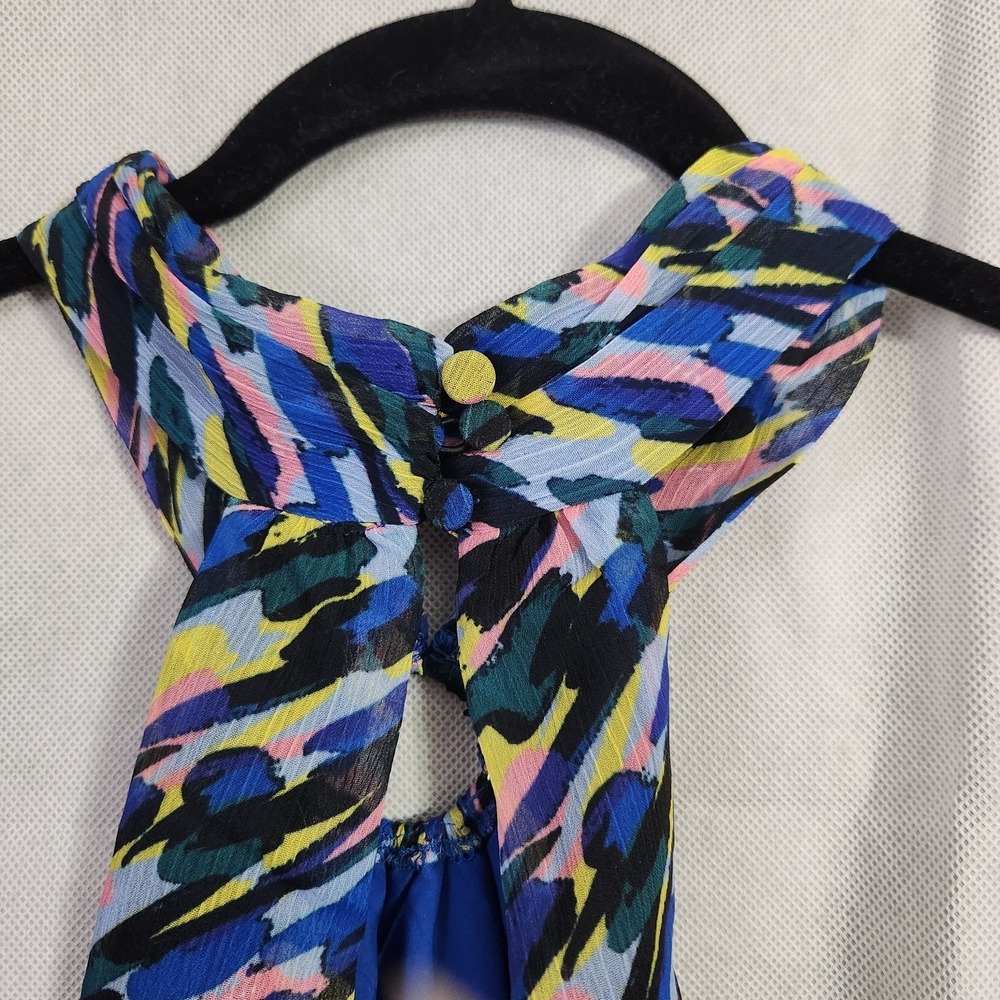 DONNA MORGAN Women's Halter Neck with Ring Trim and High Low Midi Size 16 - Picture 13 of 16
